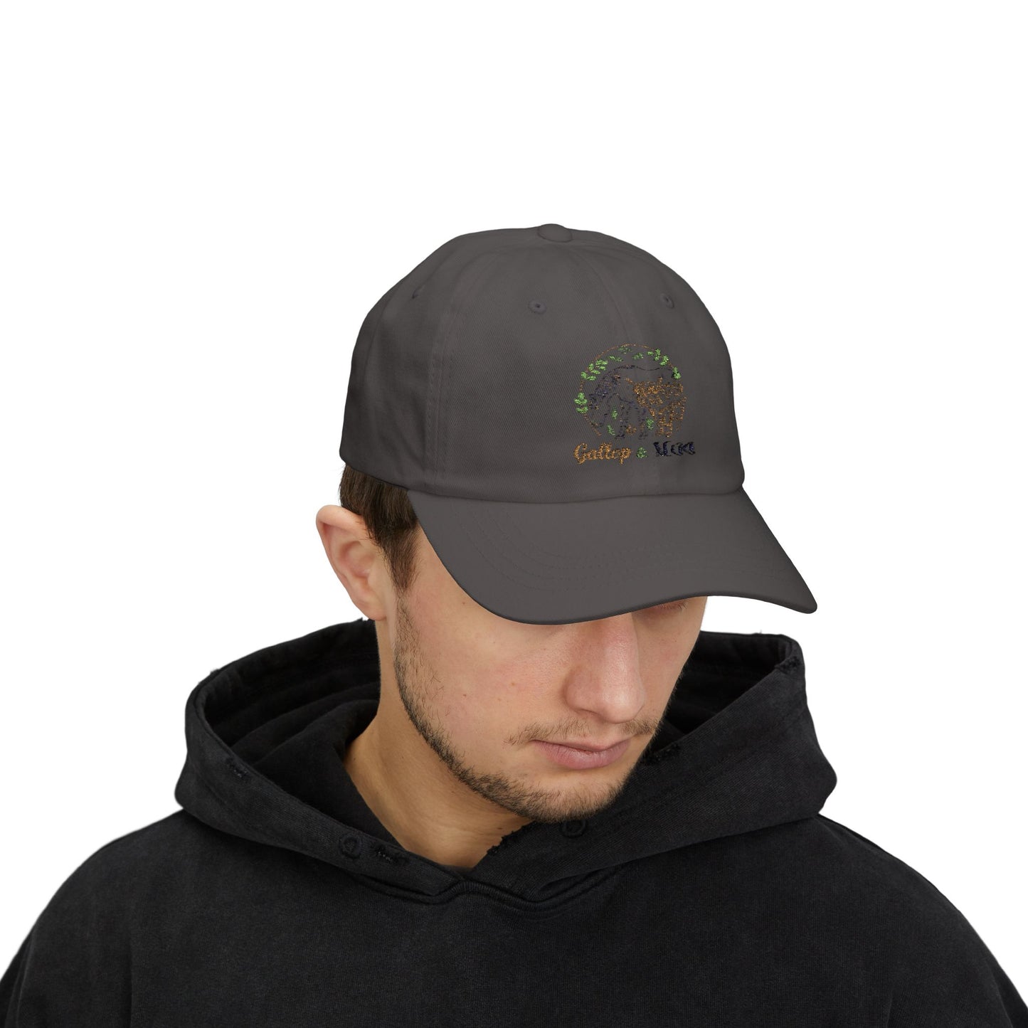 Classic Cap with Gallop & Moo Design, Adjustable Hat for Horse Lovers, Unique Gift for Equine Enthusiasts, Casual Style for Outdoors