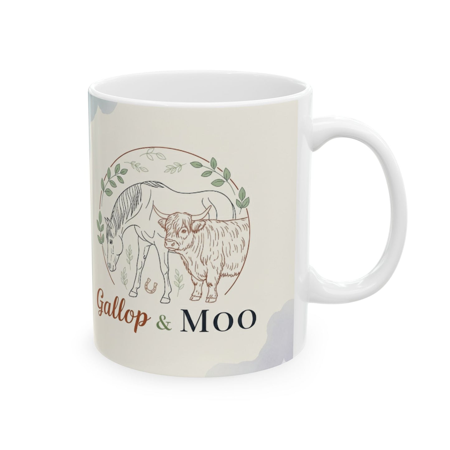 "Caffeine & Canter" Equestrian-Themed Ceramic Mug for Horse Lovers - Gallop & Canter Design, Coffee Mug, Horse Gift, Unique Mug