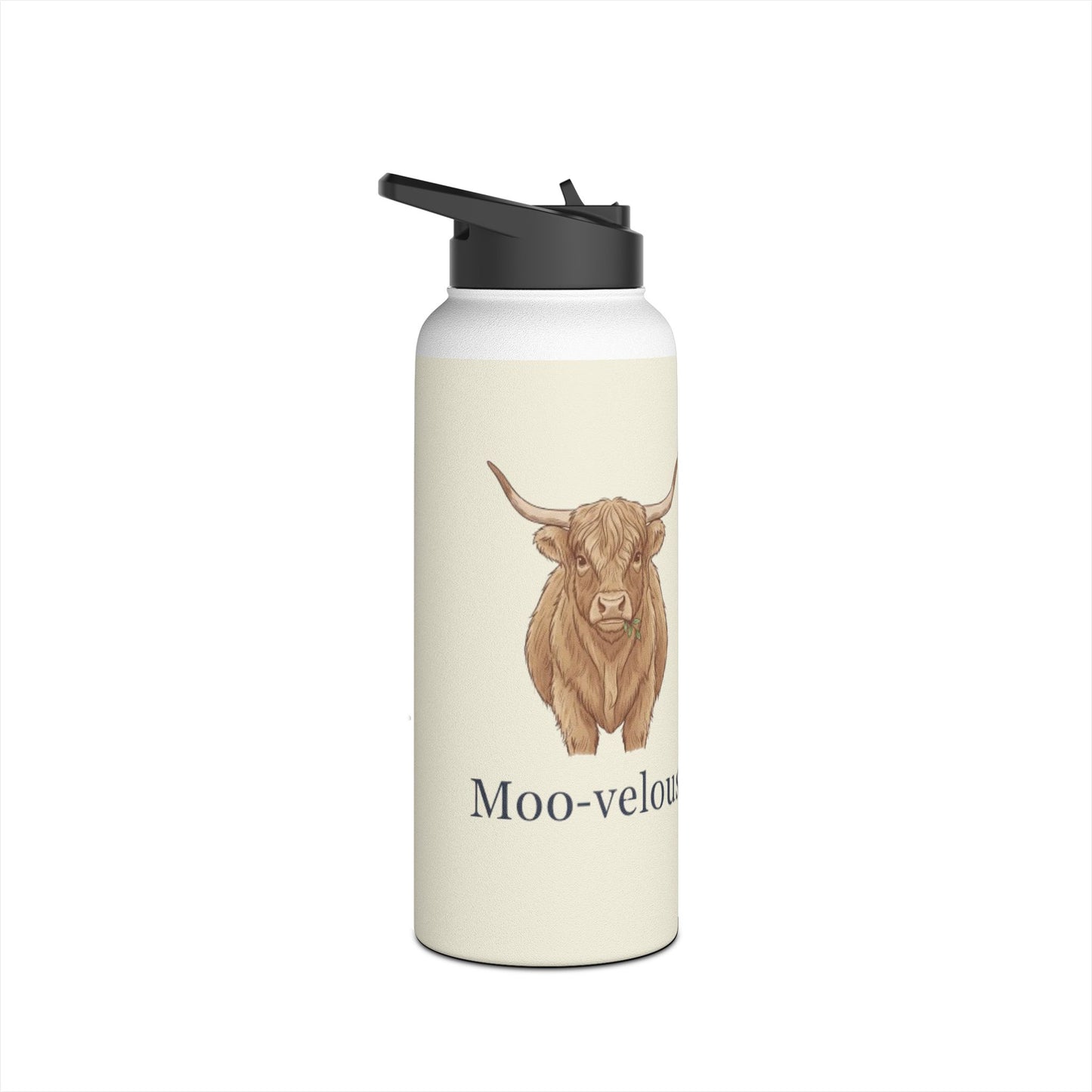 "Moo-velous" Stainless Steel Water Bottle, Cute Cow Design, Motivational Gift, Eco-Friendly Hydration, Farmhouse Decor, Travel Mug