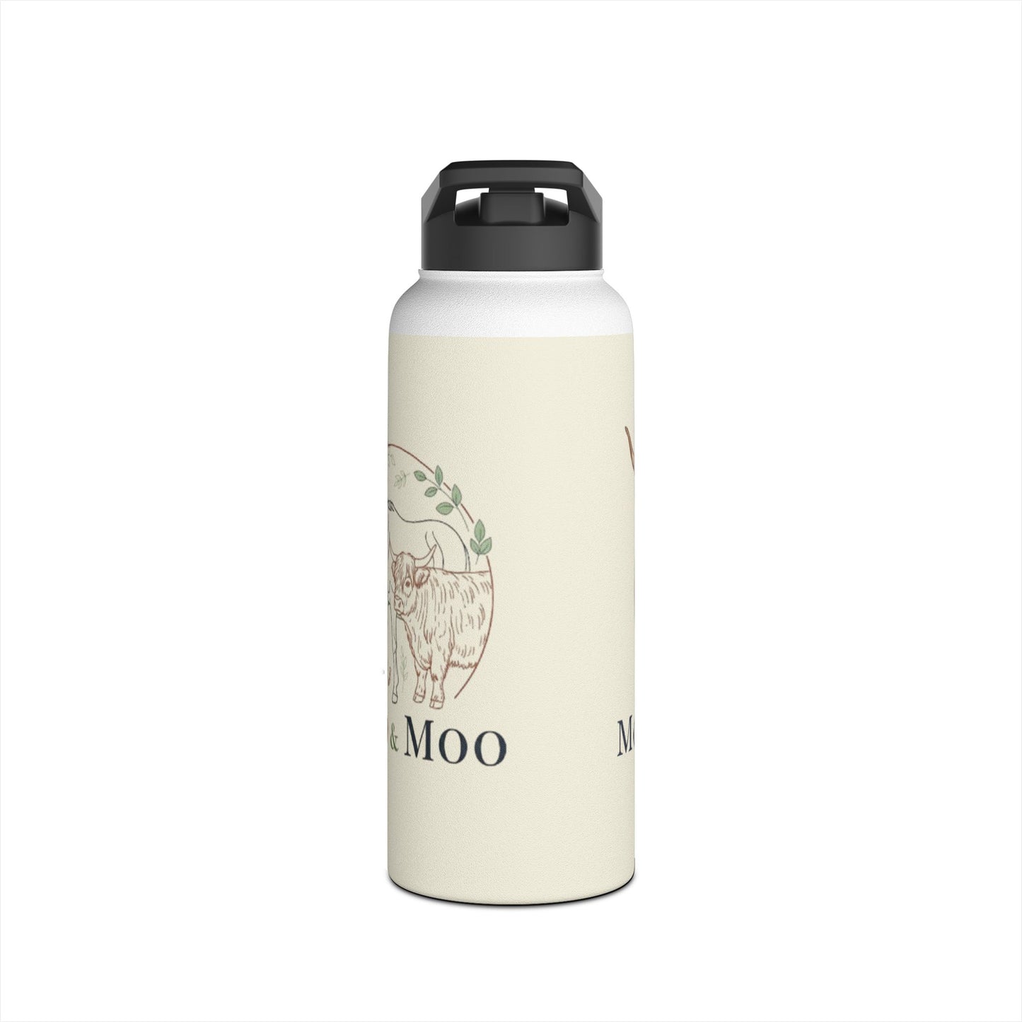 "Moo-velous" Stainless Steel Water Bottle, Cute Cow Design, Motivational Gift, Eco-Friendly Hydration, Farmhouse Decor, Travel Mug