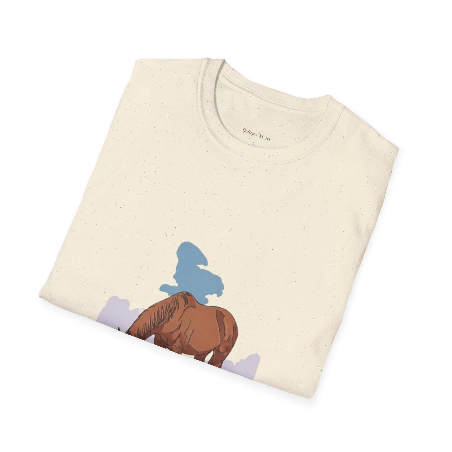 Equestrian Unisex Softstyle T-Shirt, Horse Lover Gift, Cute Cow and Horse Tee, Animal Apparel, Farmhouse Aesthetic, Pet Lover, Country Style