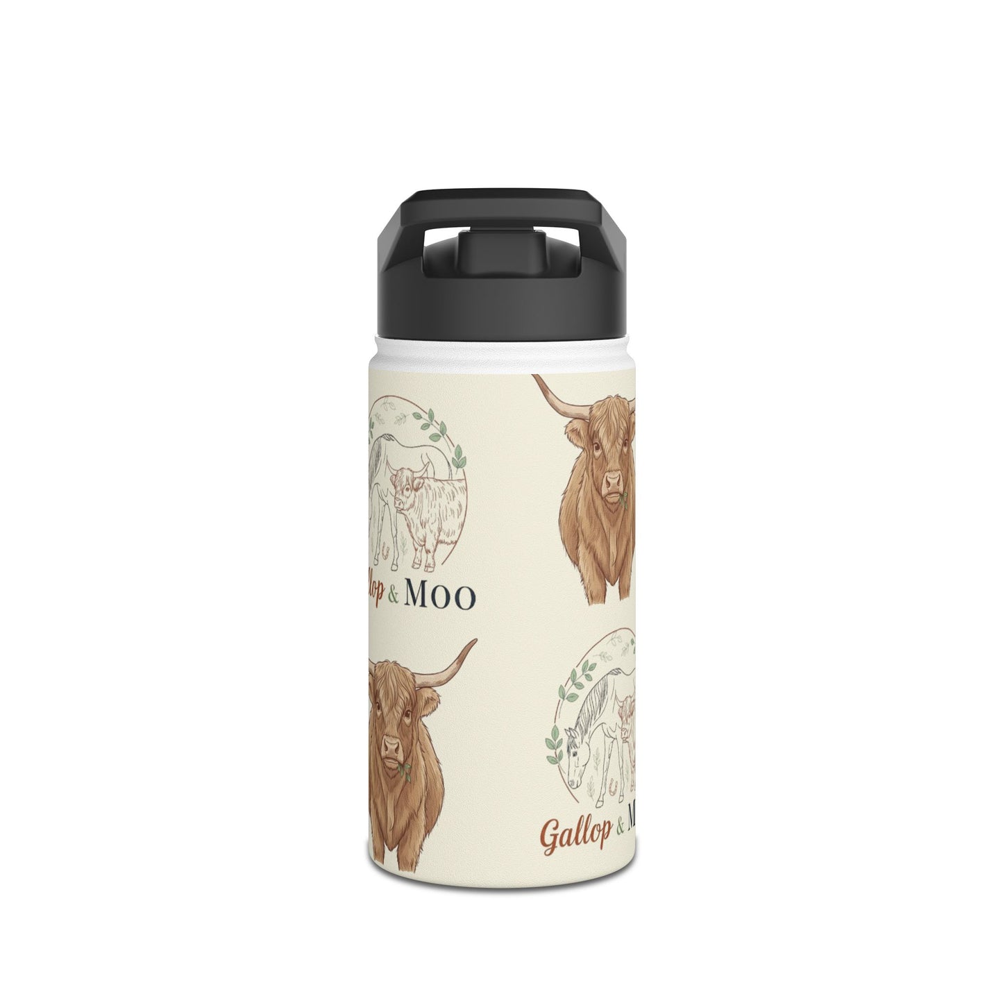 Rustic Cow Print Water Bottle, Farmhouse Gift, Cow Lovers, MOO Design, Eco-Friendly Travel, Customizable Hydration