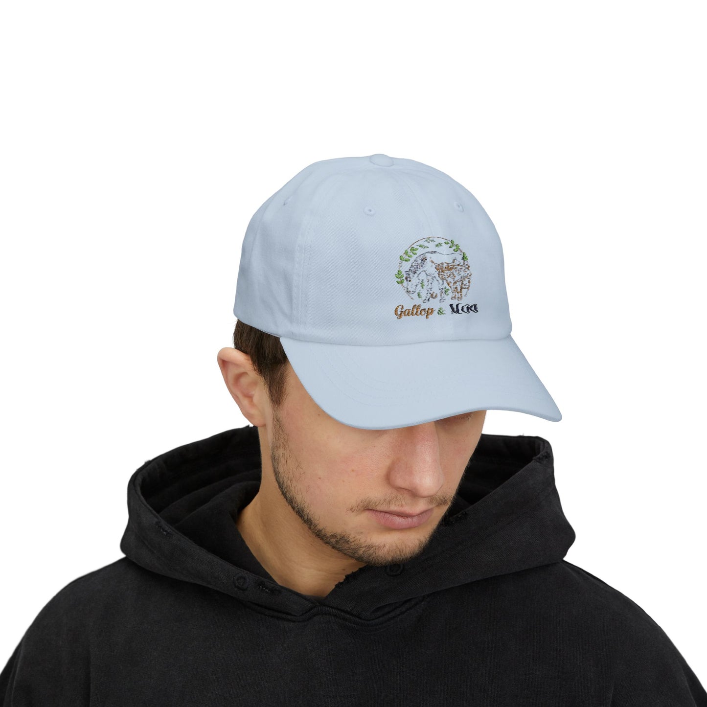 Classic Cap with Gallop & Moo Design, Adjustable Hat for Horse Lovers, Unique Gift for Equine Enthusiasts, Casual Style for Outdoors