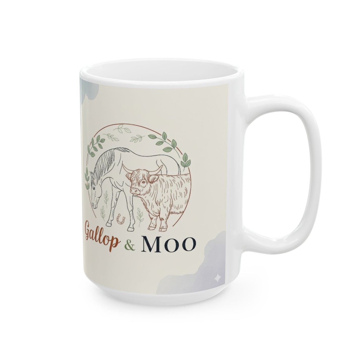 "Caffeine & Canter" Equestrian-Themed Ceramic Mug for Horse Lovers - Gallop & Canter Design, Coffee Mug, Horse Gift, Unique Mug
