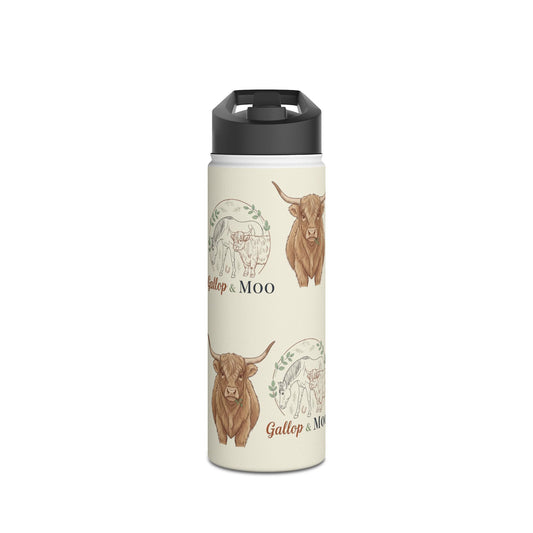 Rustic Cow Print Water Bottle, Farmhouse Gift, Cow Lovers, MOO Design, Eco-Friendly Travel, Customizable Hydration