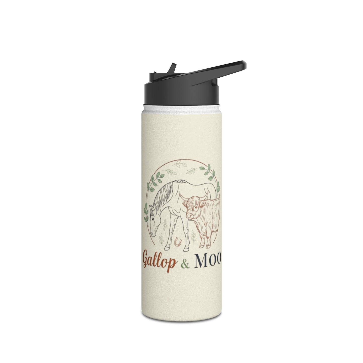 Equestrian Stainless Steel Water Bottle, Horse Lover Gift, Cute Cow Design, Perfect for Outdoors, Farmhouse Decor, Hydration on the Go