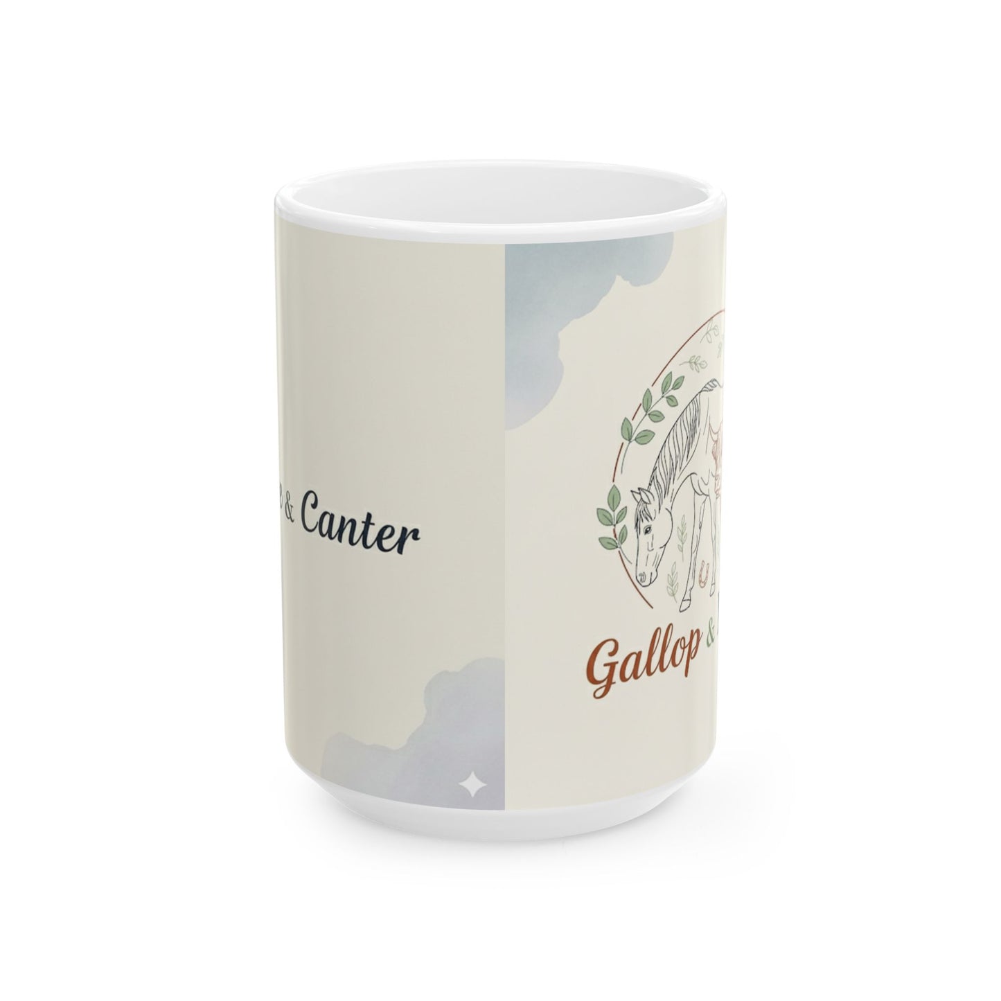 "Caffeine & Canter" Equestrian-Themed Ceramic Mug for Horse Lovers - Gallop & Canter Design, Coffee Mug, Horse Gift, Unique Mug