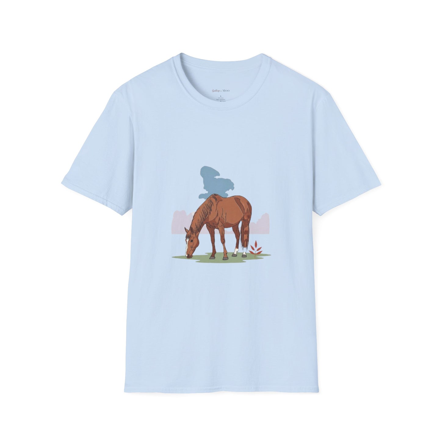 Equestrian Unisex Softstyle T-Shirt, Horse Lover Gift, Cute Cow and Horse Tee, Animal Apparel, Farmhouse Aesthetic, Pet Lover, Country Style