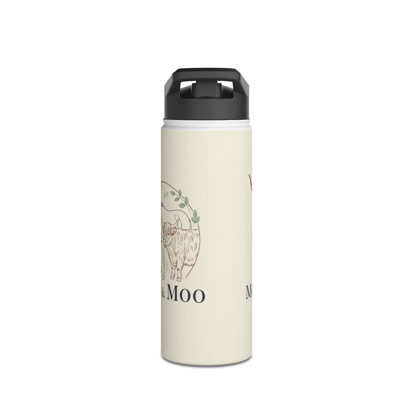 "Moo-velous" Stainless Steel Water Bottle, Cute Cow Design, Motivational Gift, Eco-Friendly Hydration, Farmhouse Decor, Travel Mug