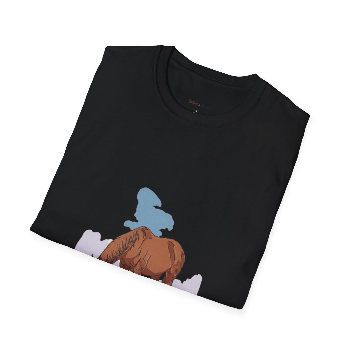Equestrian Unisex Softstyle T-Shirt, Horse Lover Gift, Cute Cow and Horse Tee, Animal Apparel, Farmhouse Aesthetic, Pet Lover, Country Style