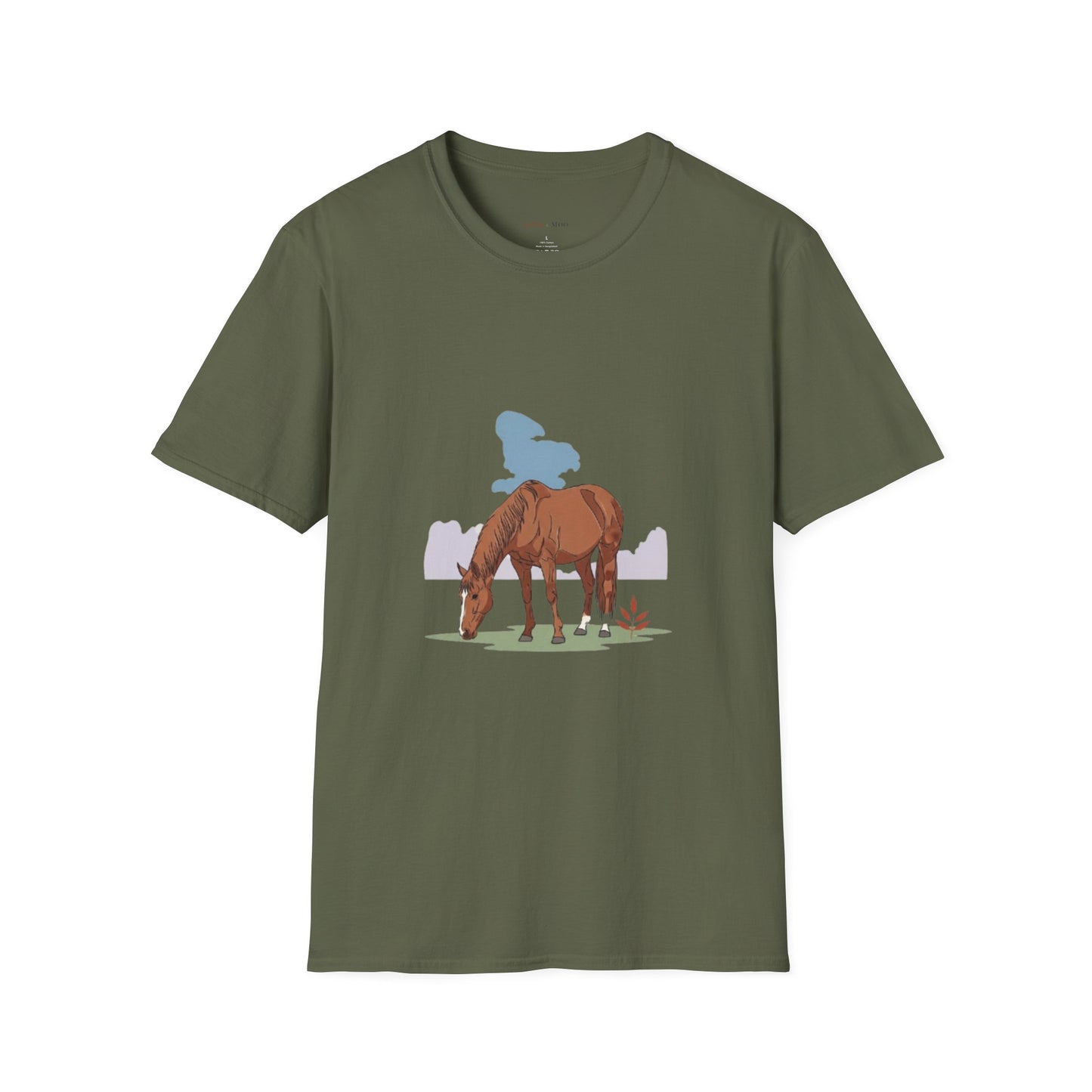 Equestrian Unisex Softstyle T-Shirt, Horse Lover Gift, Cute Cow and Horse Tee, Animal Apparel, Farmhouse Aesthetic, Pet Lover, Country Style