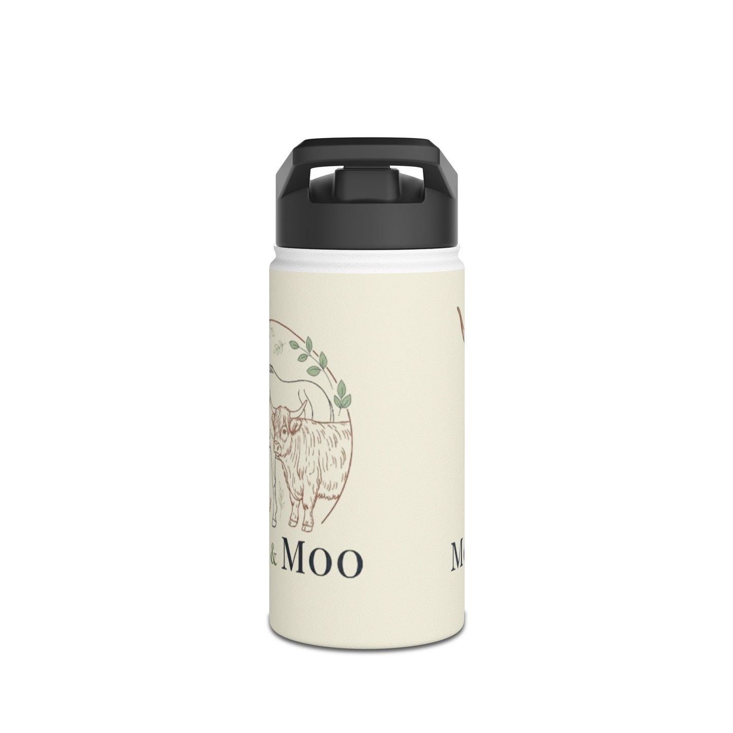 "Moo-velous" Stainless Steel Water Bottle, Cute Cow Design, Motivational Gift, Eco-Friendly Hydration, Farmhouse Decor, Travel Mug
