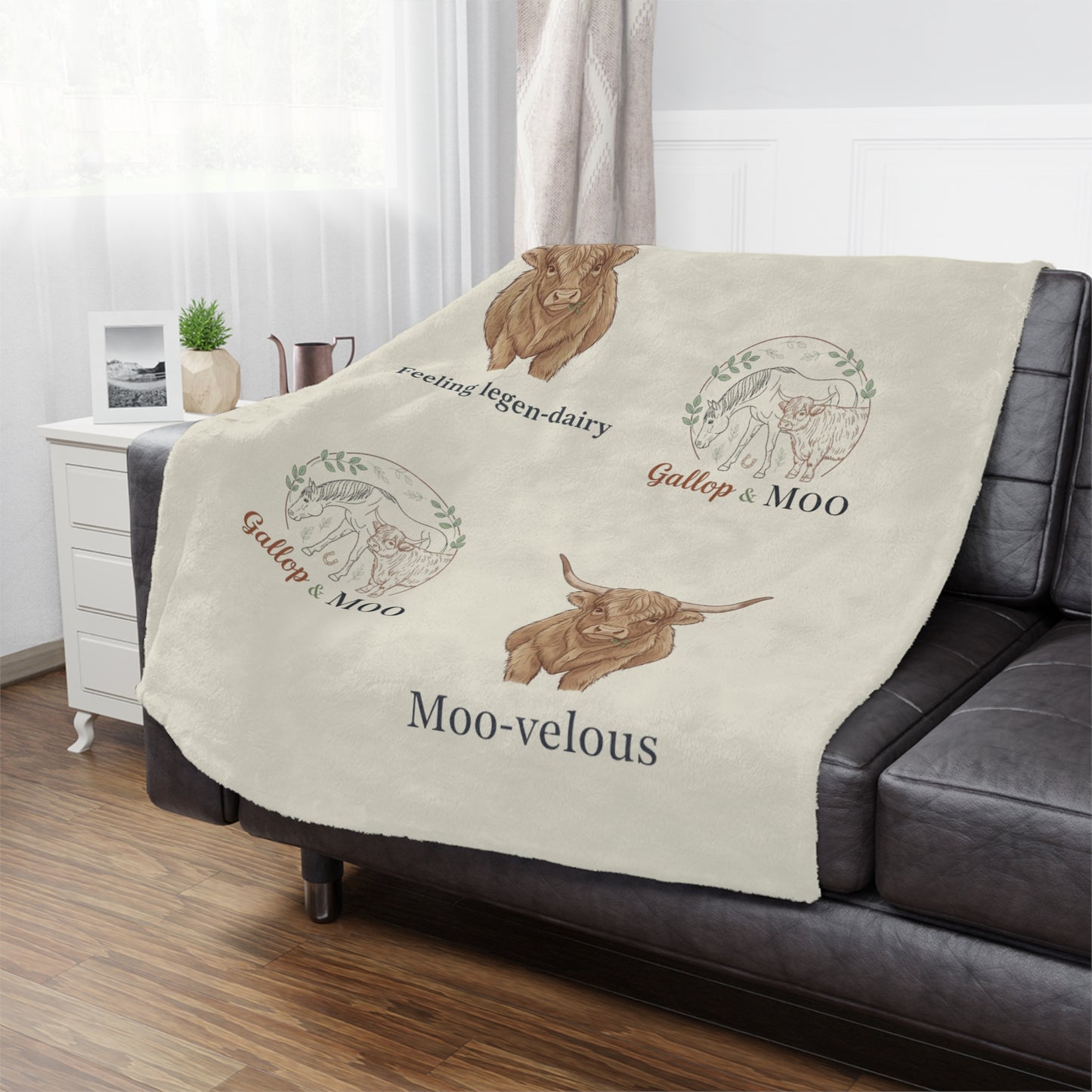 "Feeling legen-dairy" "Moo-Velous" Minky Blanket, Cozy Farm-Themed Throw Blanket, Cute Gift for Dairy Lovers, Nursery Decor, Animal Lover's Gift