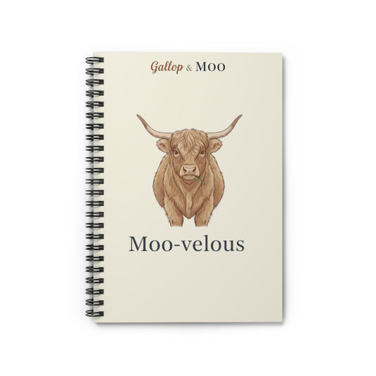 Moo-velous Spiral Notebook - Cute Cow Design, Journal, Gift for Cow Lovers, Back to School, Stationery, Animal Art