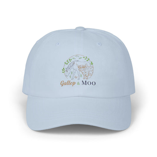 Classic Cap with Gallop & Moo Design, Adjustable Hat for Horse Lovers, Unique Gift for Equine Enthusiasts, Casual Style for Outdoors