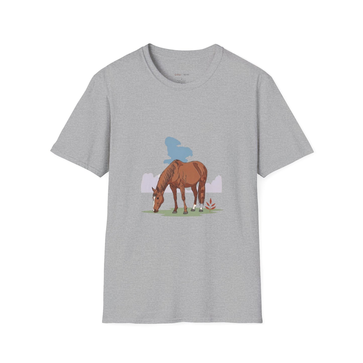 Equestrian Unisex Softstyle T-Shirt, Horse Lover Gift, Cute Cow and Horse Tee, Animal Apparel, Farmhouse Aesthetic, Pet Lover, Country Style