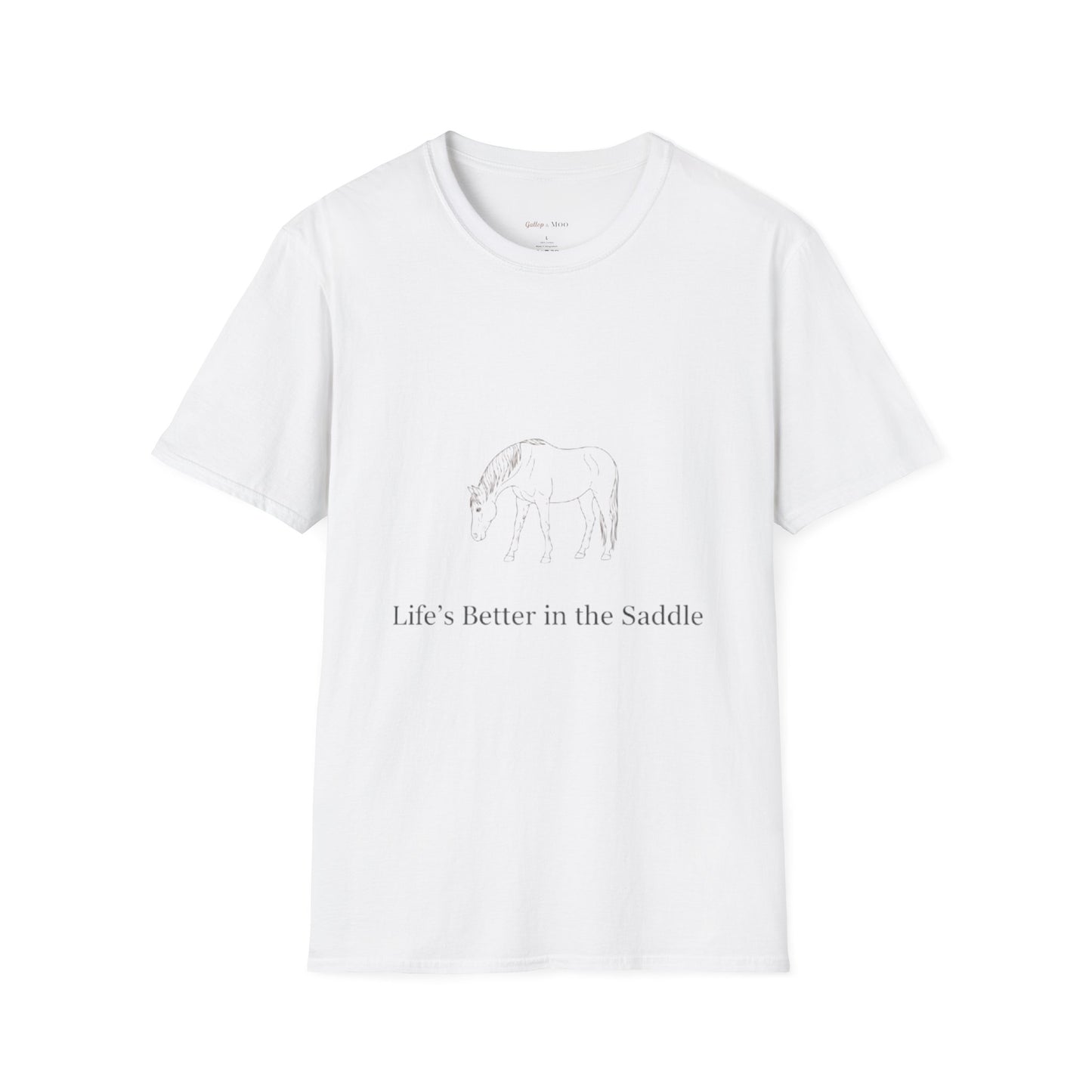 Life's Better in the Saddle Unisex Softstyle T-Shirt, Cow Lover Gift, Equestrian Tee, Farm Life Shirt, Horse Rider Apparel
