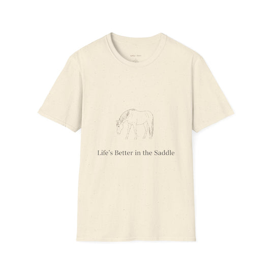 Life's Better in the Saddle Unisex Softstyle T-Shirt, Cow Lover Gift, Equestrian Tee, Farm Life Shirt, Horse Rider Apparel