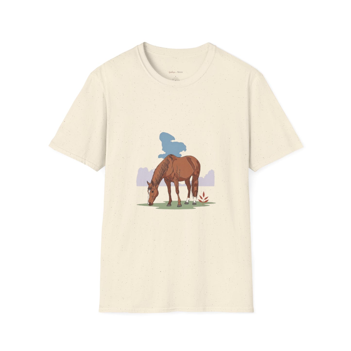 Equestrian Unisex Softstyle T-Shirt, Horse Lover Gift, Cute Cow and Horse Tee, Animal Apparel, Farmhouse Aesthetic, Pet Lover, Country Style