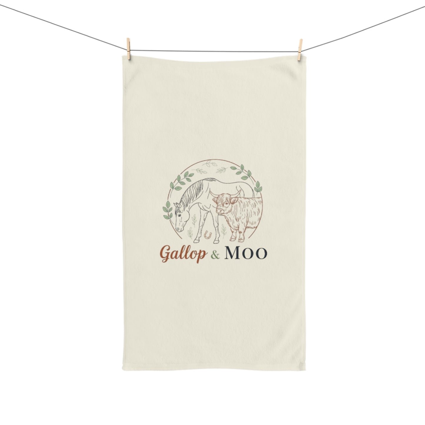Farmhouse Style Hand Towel with Gallop & Moo Design, Rustic Bathroom Decor, Country Kitchen Accessory, Gift for Animal Lovers, [...]
