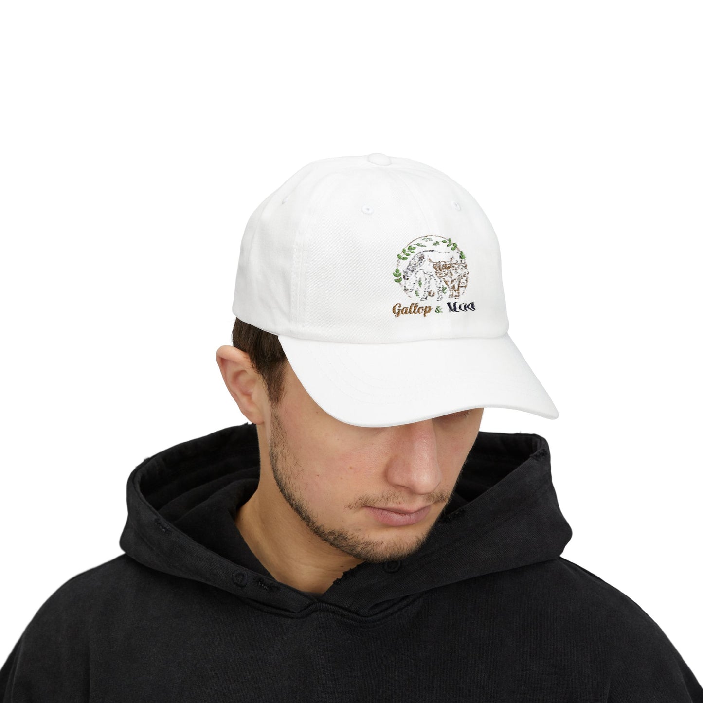Classic Cap with Gallop & Moo Design, Adjustable Hat for Horse Lovers, Unique Gift for Equine Enthusiasts, Casual Style for Outdoors