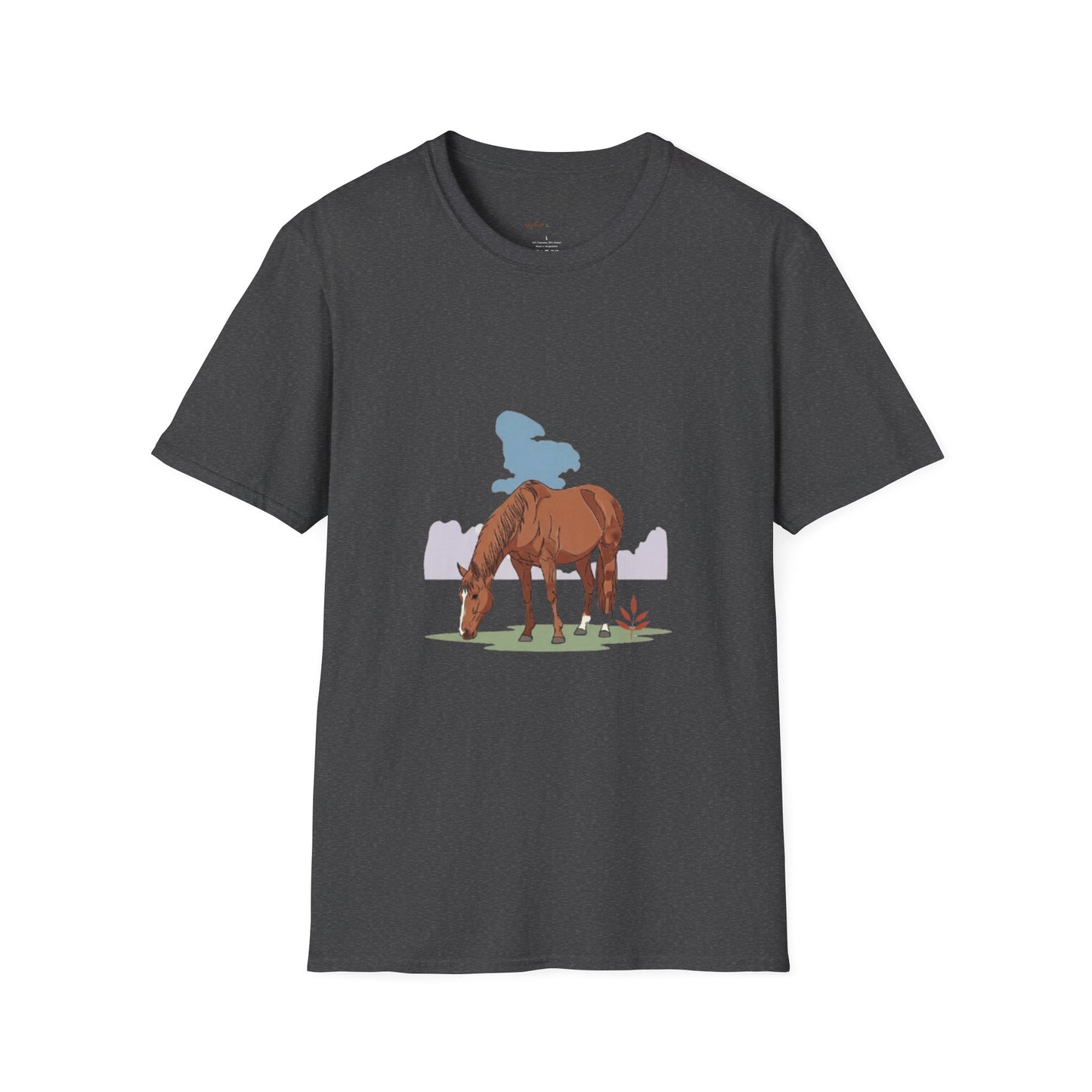 Equestrian Unisex Softstyle T-Shirt, Horse Lover Gift, Cute Cow and Horse Tee, Animal Apparel, Farmhouse Aesthetic, Pet Lover, Country Style