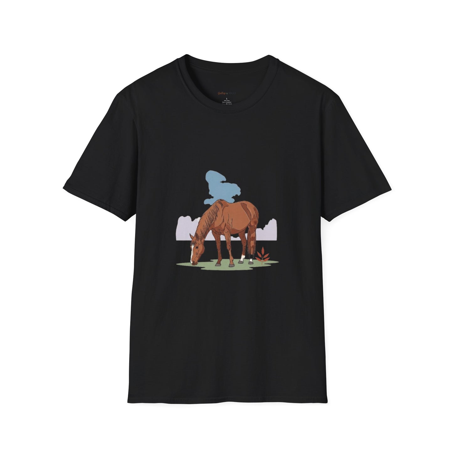 Equestrian Unisex Softstyle T-Shirt, Horse Lover Gift, Cute Cow and Horse Tee, Animal Apparel, Farmhouse Aesthetic, Pet Lover, Country Style