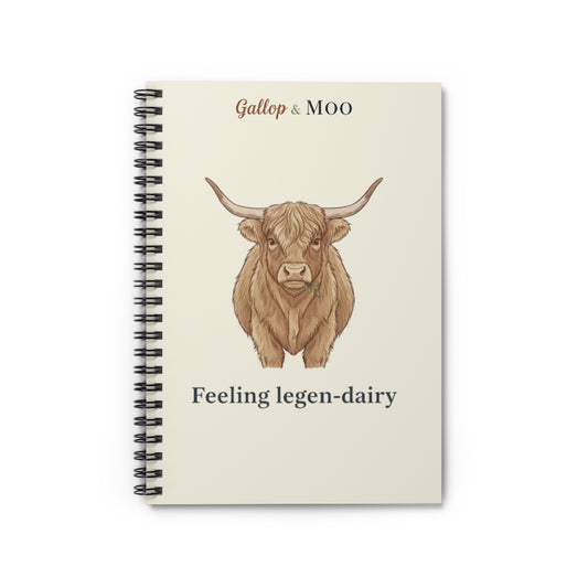 Feeling Legen-Dairy Spiral Notebook - Cute Cow Design, Gift for Cattle Lovers, Student Journal, Cow Decor, Animal Lover's Notebook