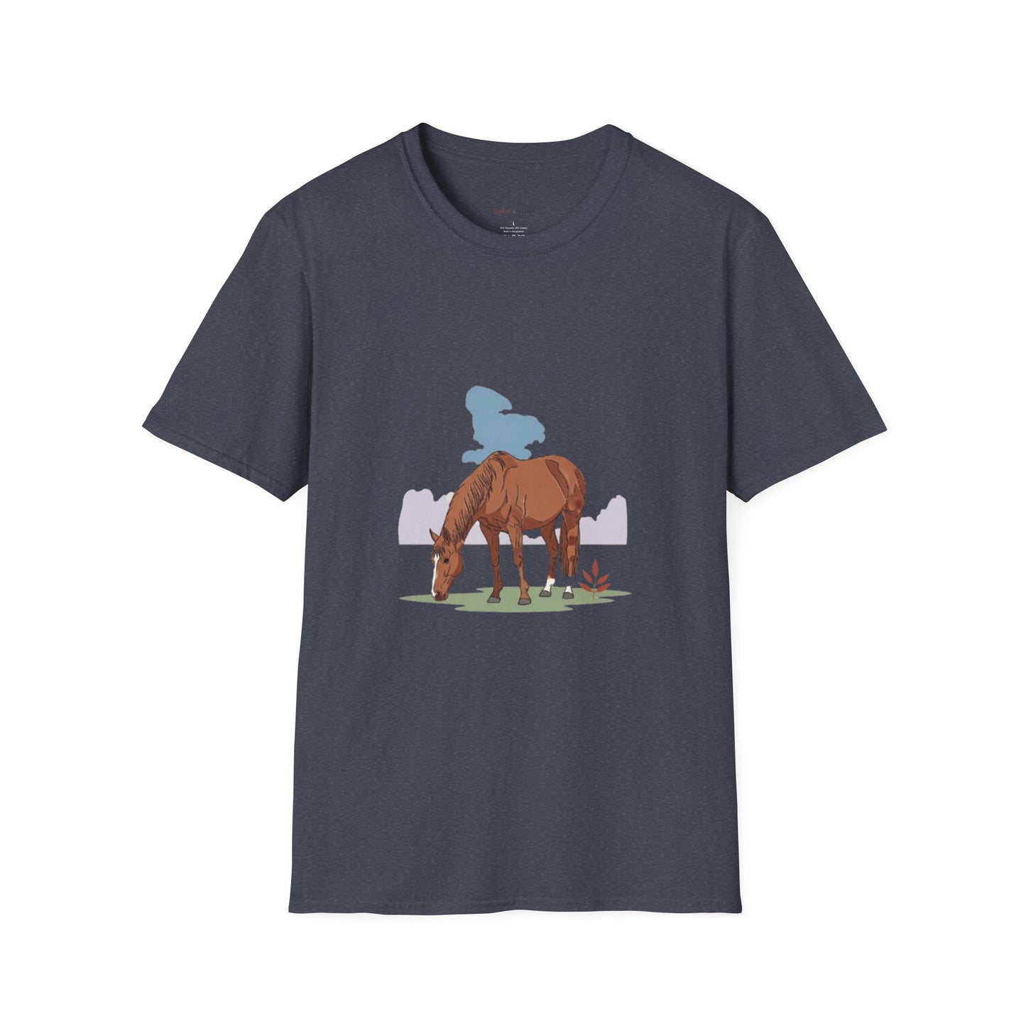 Equestrian Unisex Softstyle T-Shirt, Horse Lover Gift, Cute Cow and Horse Tee, Animal Apparel, Farmhouse Aesthetic, Pet Lover, Country Style