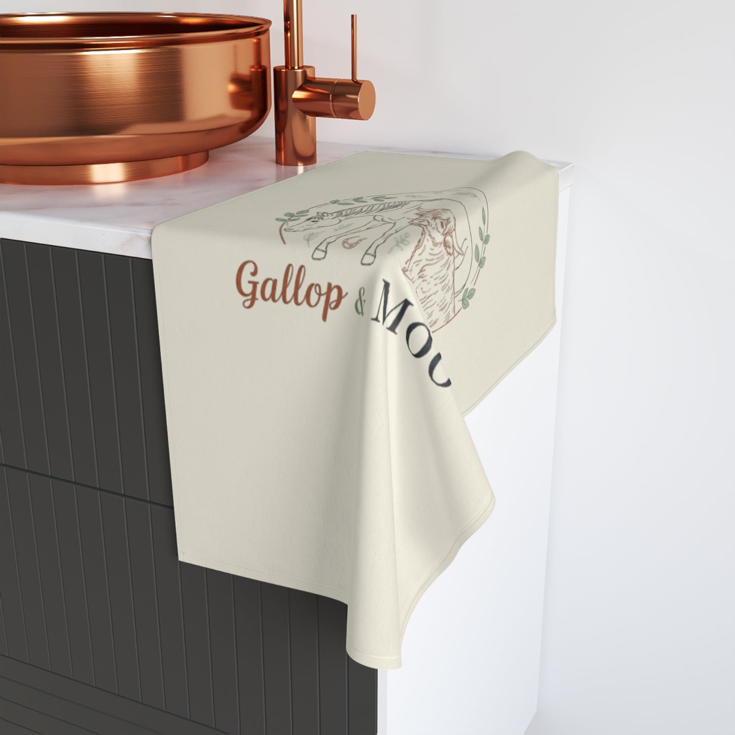 Farmhouse Style Hand Towel with Gallop & Moo Design, Rustic Bathroom Decor, Country Kitchen Accessory, Gift for Animal Lovers, [...]