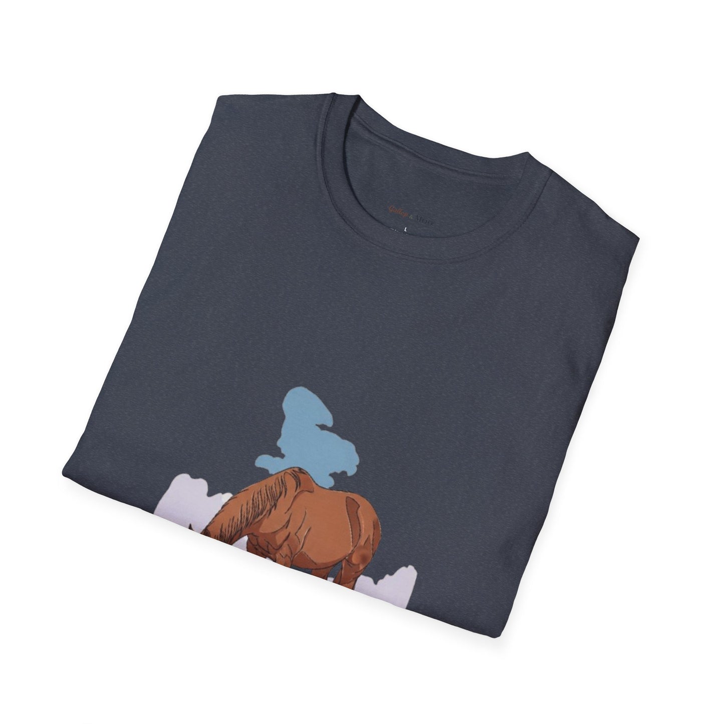 Equestrian Unisex Softstyle T-Shirt, Horse Lover Gift, Cute Cow and Horse Tee, Animal Apparel, Farmhouse Aesthetic, Pet Lover, Country Style