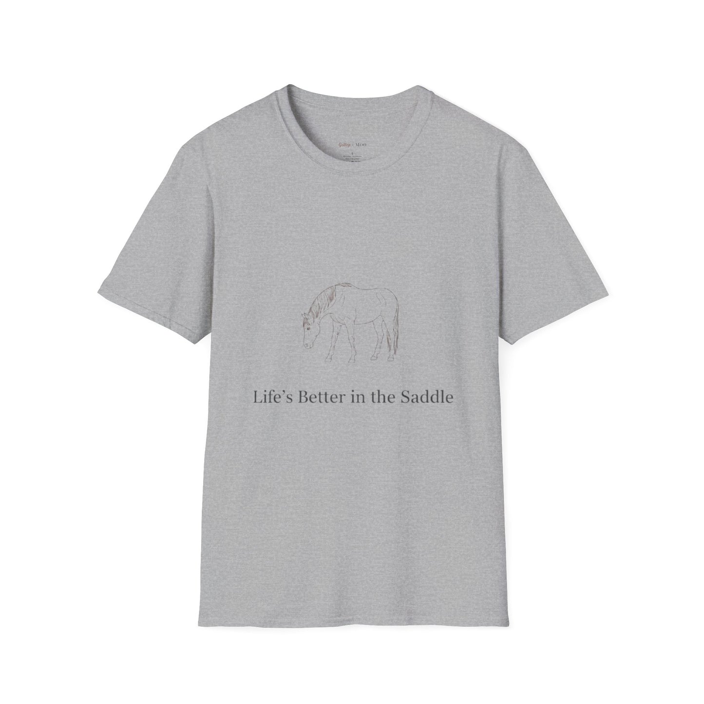 Life's Better in the Saddle Unisex Softstyle T-Shirt, Cow Lover Gift, Equestrian Tee, Farm Life Shirt, Horse Rider Apparel