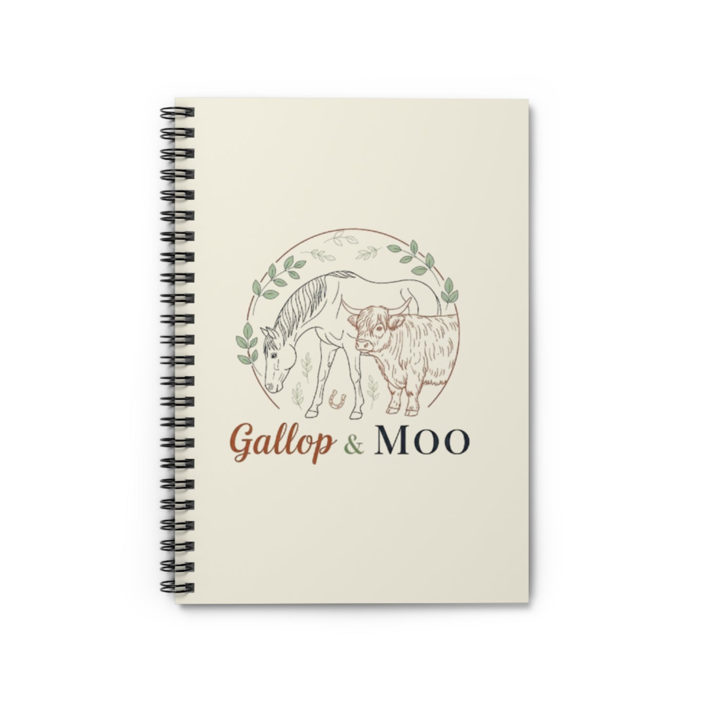 Rustic Animal Spiral Notebook - Gallop & Moo, Journal for Farmers, Gift for Animal Lovers, Eco-Friendly Stationery, Planner, Cute Cow Decor