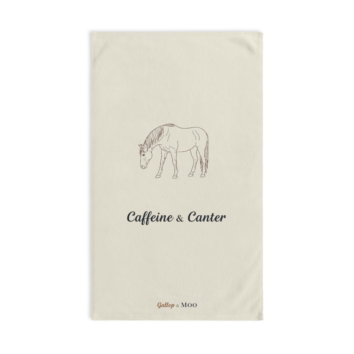 Equestrian Hand Towel - Caffeine & Canter, Horse Lover Gift, Kitchen Decor, Equestrian Decor, Farmhouse Style, Unique Towel