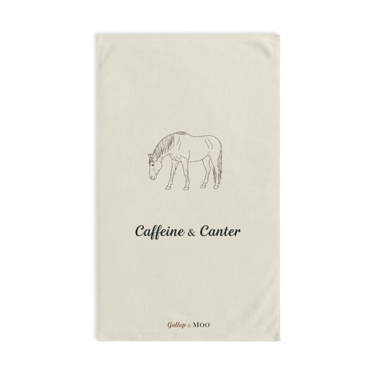 Equestrian Hand Towel - Caffeine & Canter, Horse Lover Gift, Kitchen Decor, Equestrian Decor, Farmhouse Style, Unique Towel