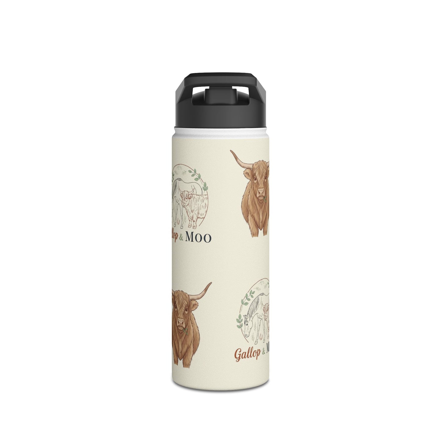 Rustic Cow Print Water Bottle, Farmhouse Gift, Cow Lovers, MOO Design, Eco-Friendly Travel, Customizable Hydration