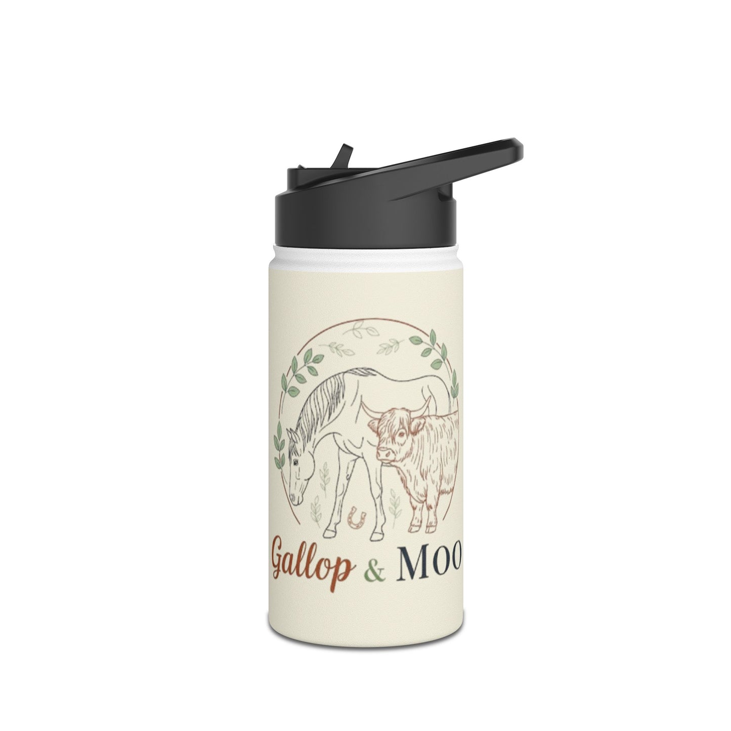 Equestrian Stainless Steel Water Bottle, Horse Lover Gift, Cute Cow Design, Perfect for Outdoors, Farmhouse Decor, Hydration on the Go