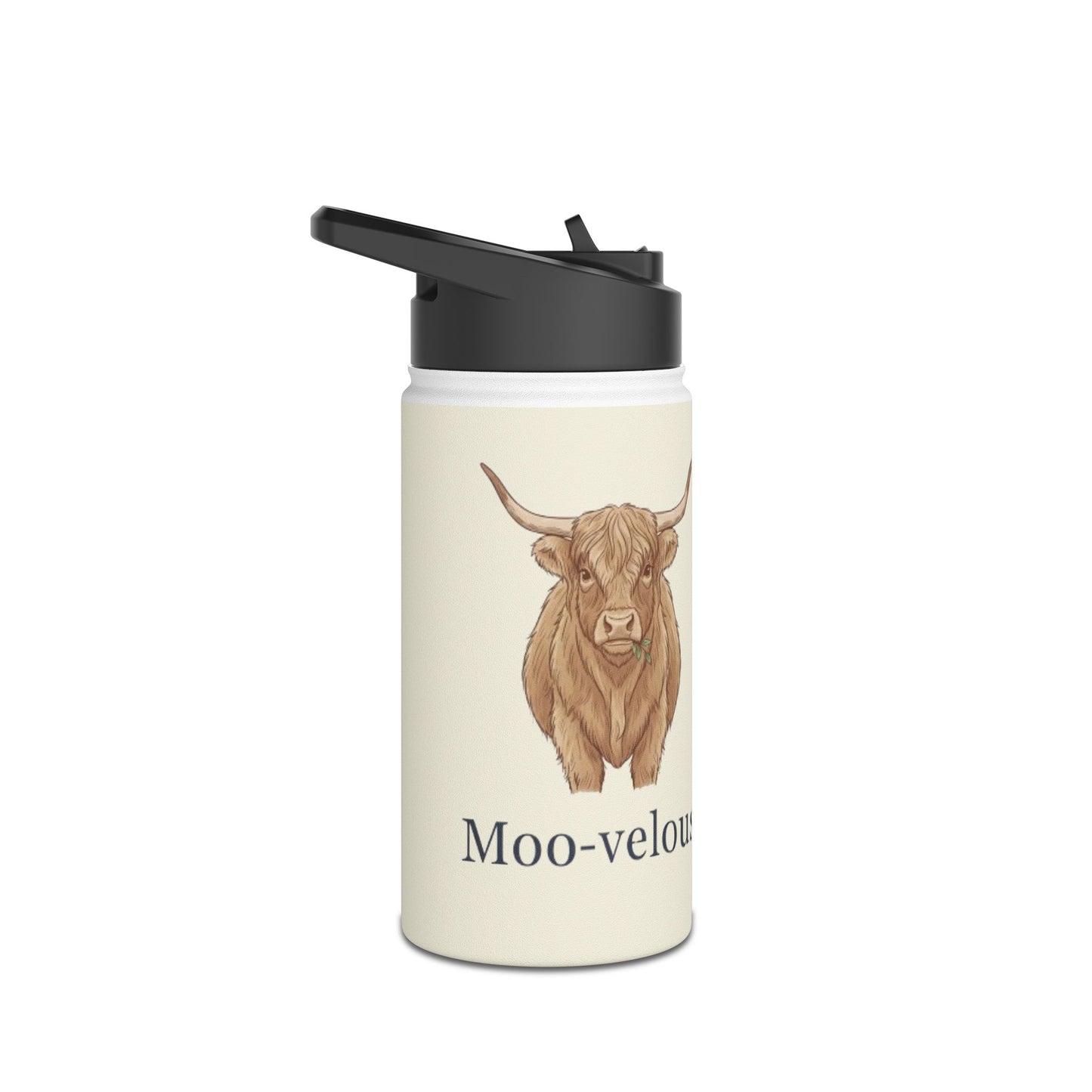 "Moo-velous" Stainless Steel Water Bottle, Cute Cow Design, Motivational Gift, Eco-Friendly Hydration, Farmhouse Decor, Travel Mug