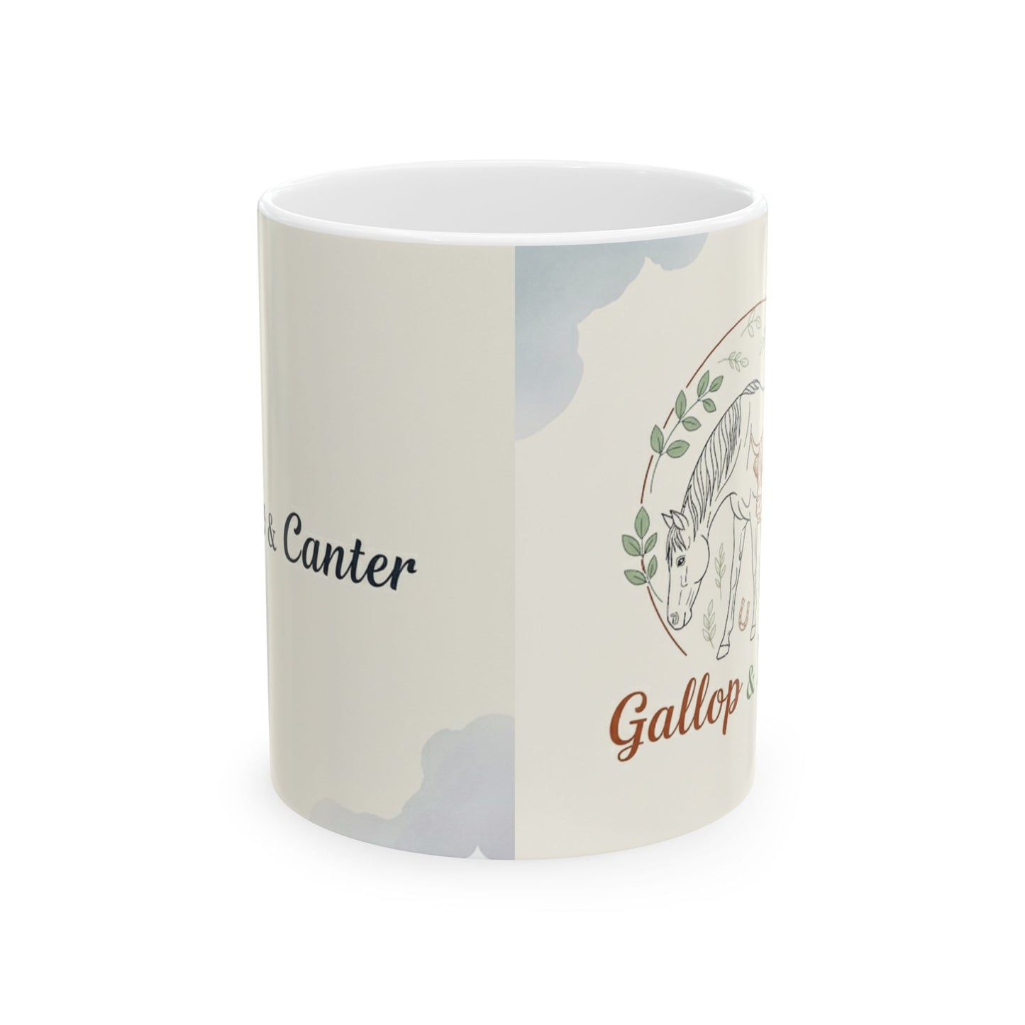 "Caffeine & Canter" Equestrian-Themed Ceramic Mug for Horse Lovers - Gallop & Canter Design, Coffee Mug, Horse Gift, Unique Mug