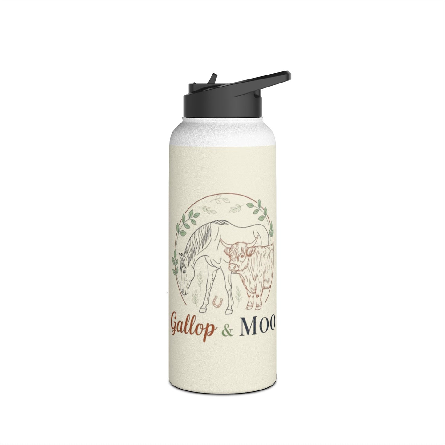 Equestrian Stainless Steel Water Bottle, Horse Lover Gift, Cute Cow Design, Perfect for Outdoors, Farmhouse Decor, Hydration on the Go