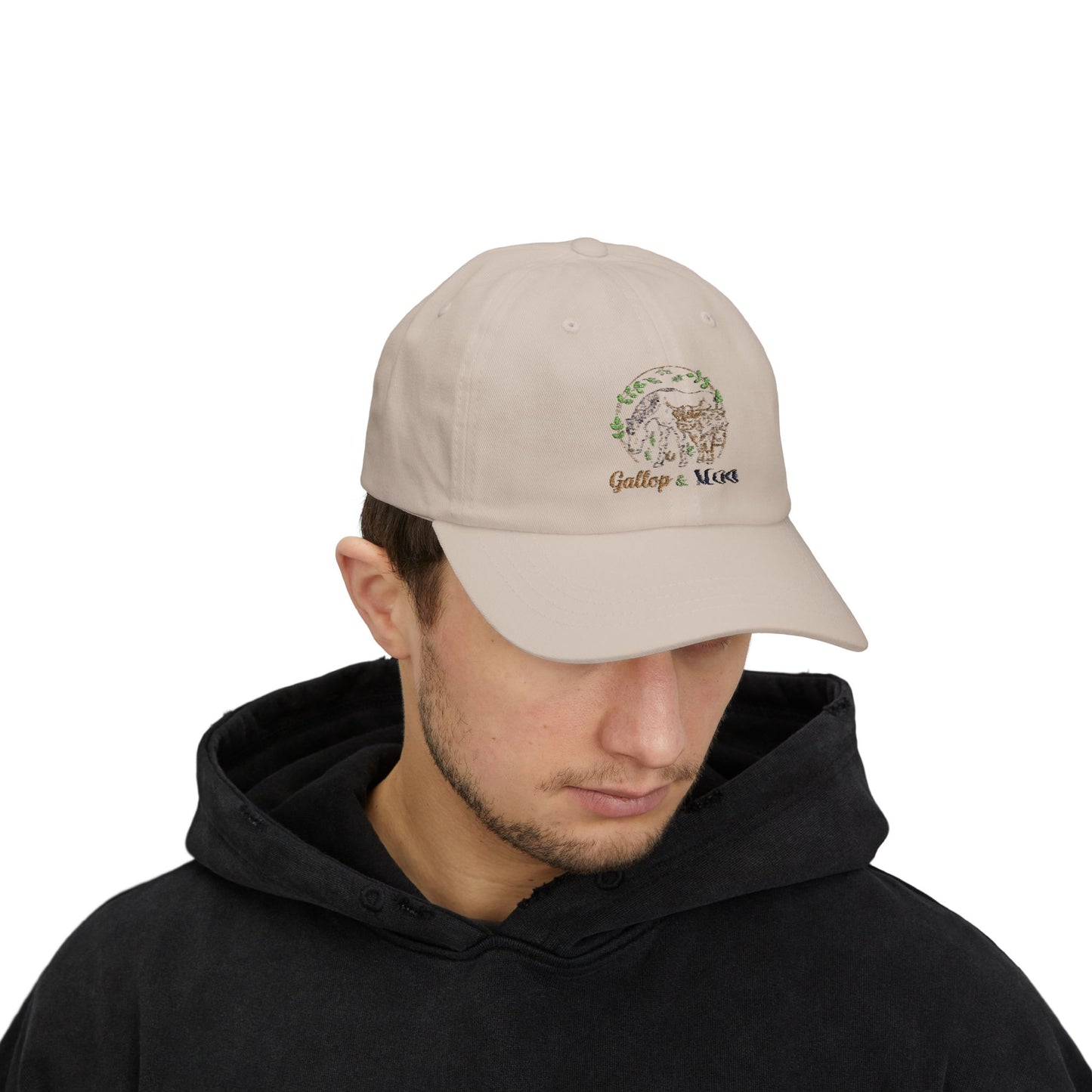 Classic Cap with Gallop & Moo Design, Adjustable Hat for Horse Lovers, Unique Gift for Equine Enthusiasts, Casual Style for Outdoors