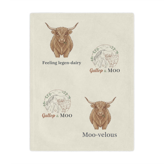 "Feeling legen-dairy" "Moo-Velous" Minky Blanket, Cozy Farm-Themed Throw Blanket, Cute Gift for Dairy Lovers, Nursery Decor, Animal Lover's Gift