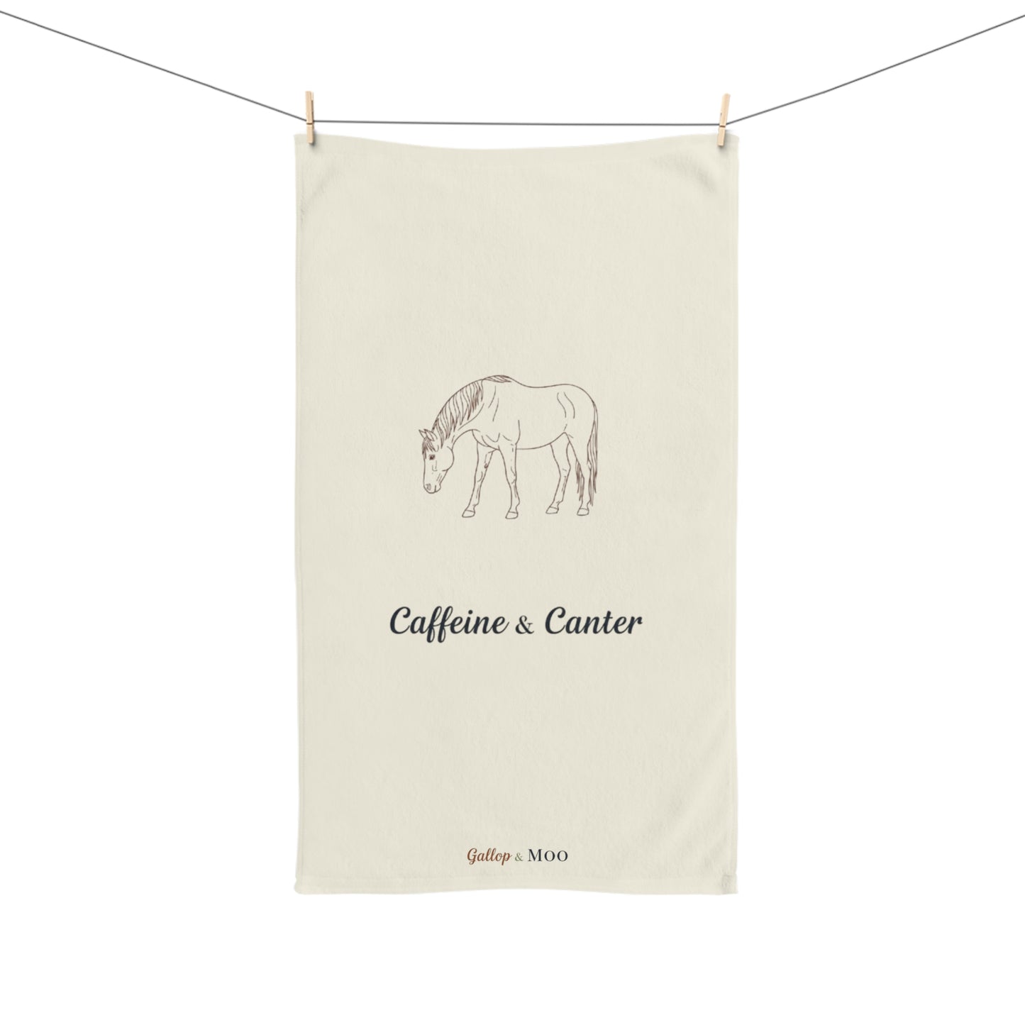 Equestrian Hand Towel - Caffeine & Canter, Horse Lover Gift, Kitchen Decor, Equestrian Decor, Farmhouse Style, Unique Towel