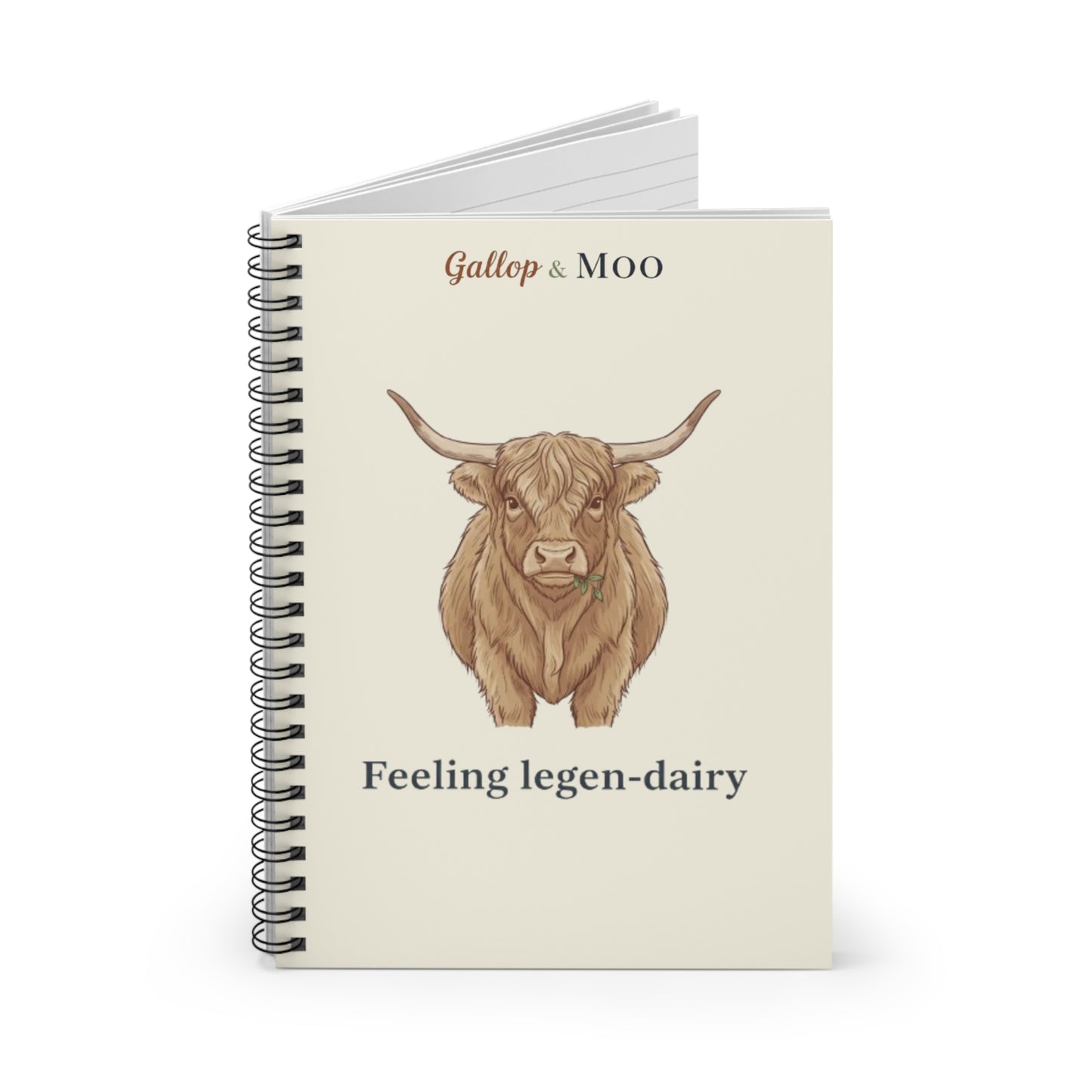 Feeling Legen-Dairy Spiral Notebook - Cute Cow Design, Gift for Cattle Lovers, Student Journal, Cow Decor, Animal Lover's Notebook