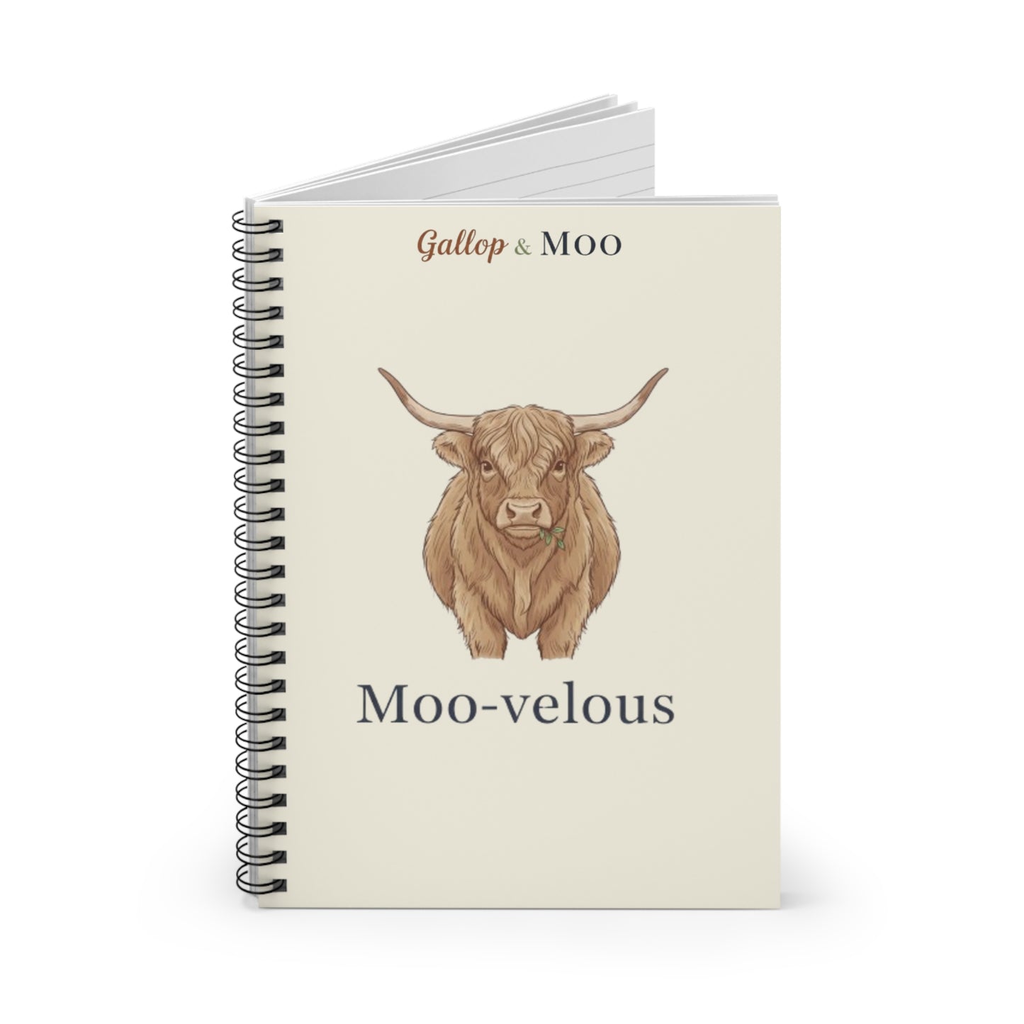 Moo-velous Spiral Notebook - Cute Cow Design, Journal, Gift for Cow Lovers, Back to School, Stationery, Animal Art